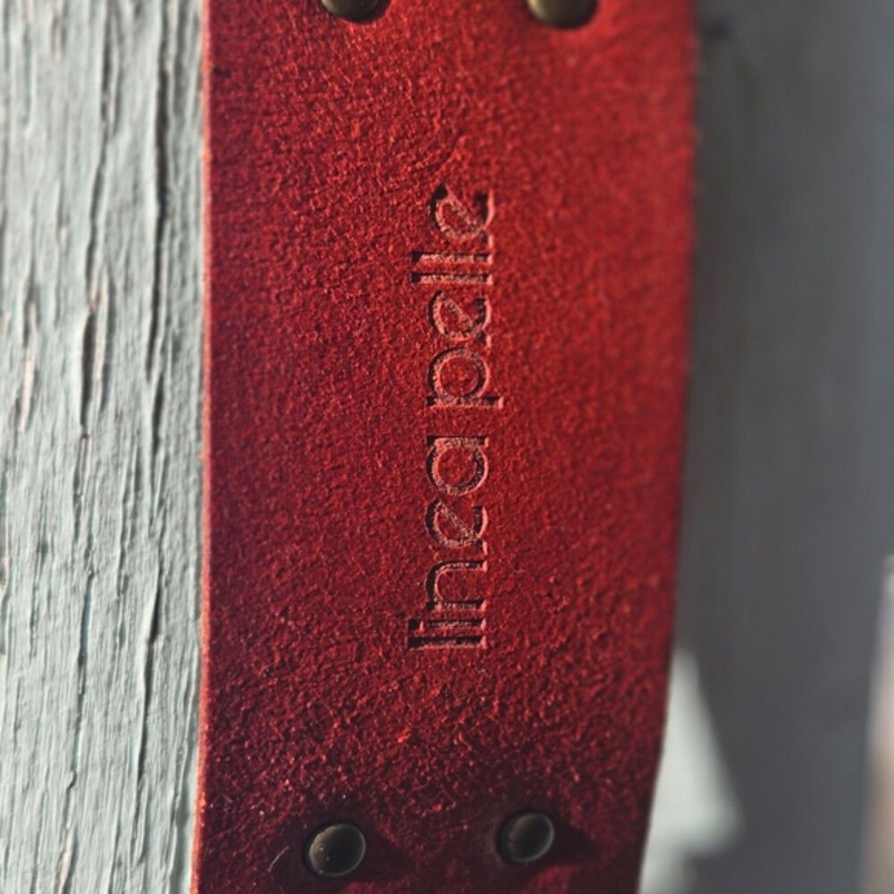 Linea Pelle Studded Leather Belt Size S Genuine Leather Solid Brass Buckle Brown - Picture 4 of 7